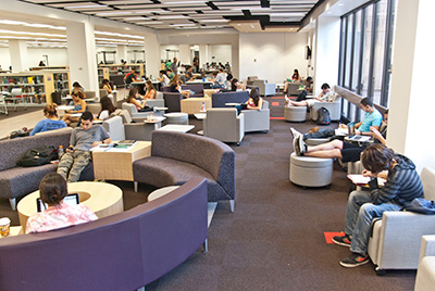 Students using the Learning Commons at the Oviatt Library