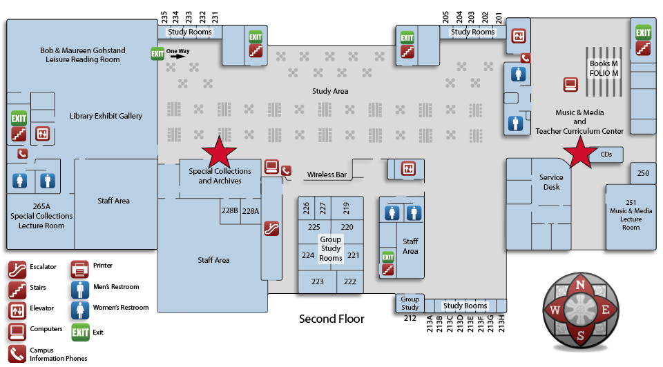 Second floor map showing SCA and TCC/M&M locations