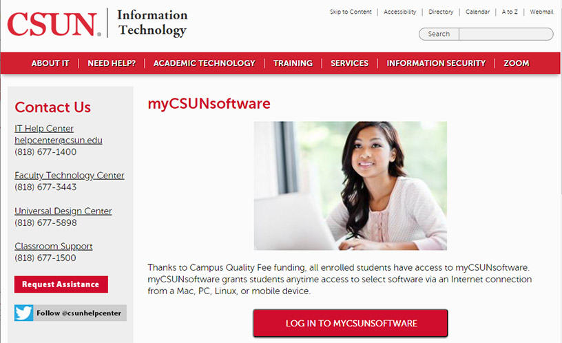 Screenshot of MyCSUN Software page