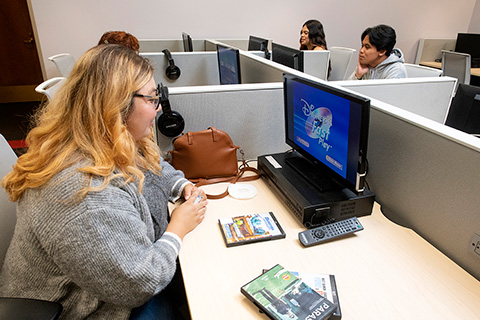 Student watching a video