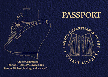 Passport invitation to the 2014 Oviatt Holiday Party