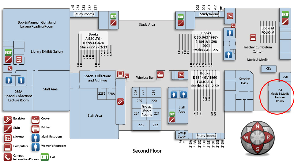 map of library second floor