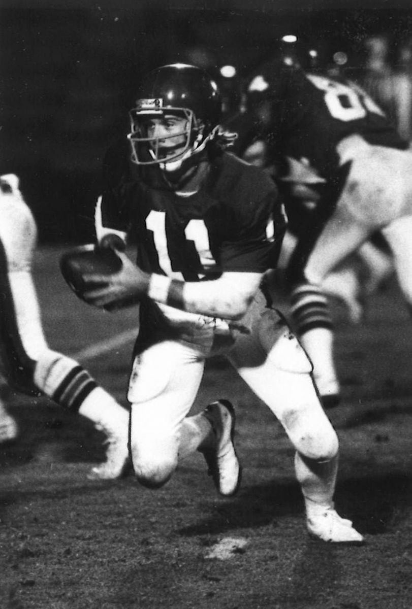 Quarterback Jack Caprio in action, 1981. University Archives Photograph Collection