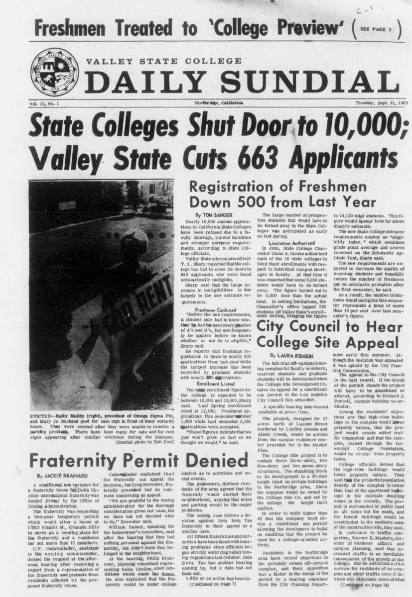 Valley State College Daily Sundial, September 21, 1965