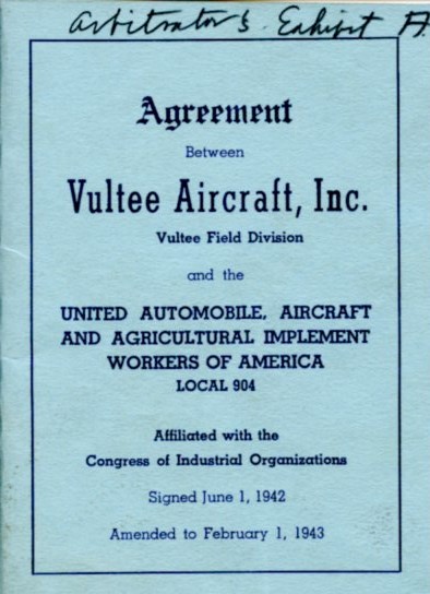 Vultee Aircraft Agreement with union, 1943