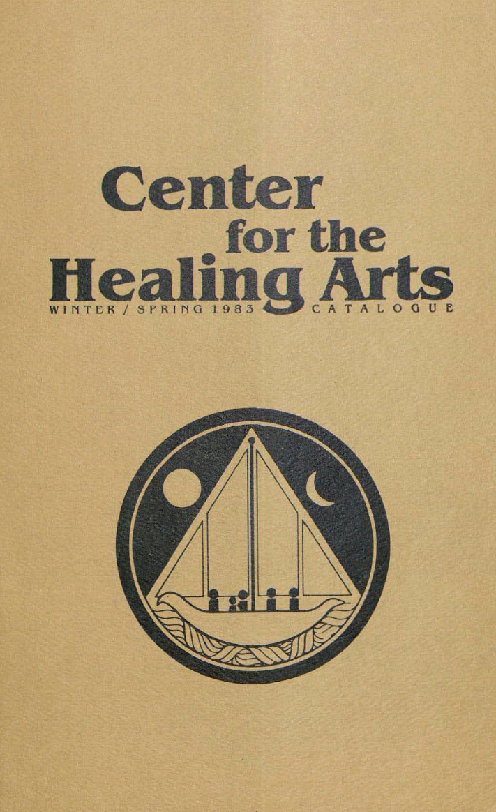 Catalog cover with the logo of people in a ship for the Center for the Healing Arts