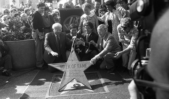 Actor George Takei getting his star on the Hollywood Walk of Fame